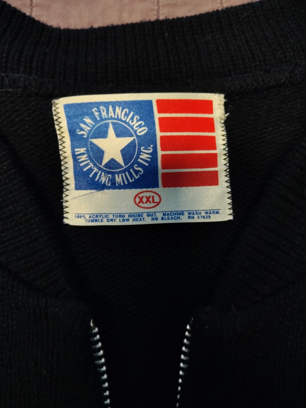 Vintage San Francisco Knitting Mills Zip Sweater Mens XXL Black USA Made Cardiga - Picture 5 of 5